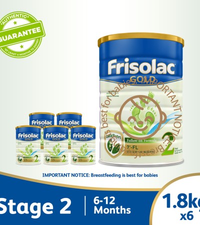 Frisolac Gold 2级,含2'-FL 1.8kg-后续配方奶粉-适用于婴儿/新生儿/6-12个月大的婴儿(6包) Frisolac Gold 2级,含2'-FL 1.8kg-后续配方奶粉-适用于婴儿/新生儿/6-12个月大的婴儿(6包)